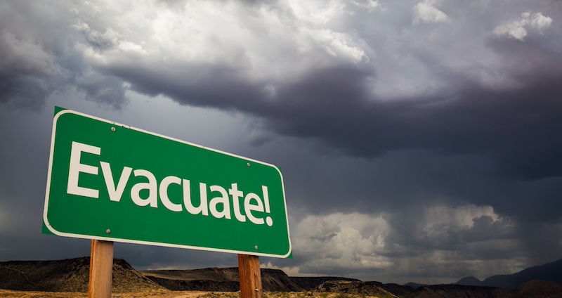 evacuate sign
