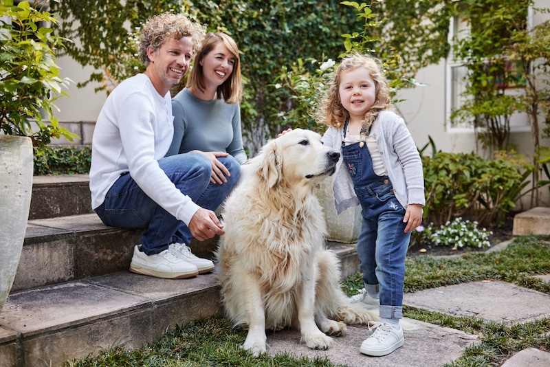 family with dog